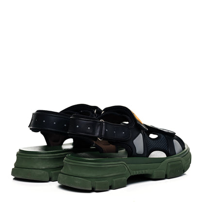 Gucci X SEGA Nappa Mesh Mens Aguru Sandals 9 Black Green 4 of 7