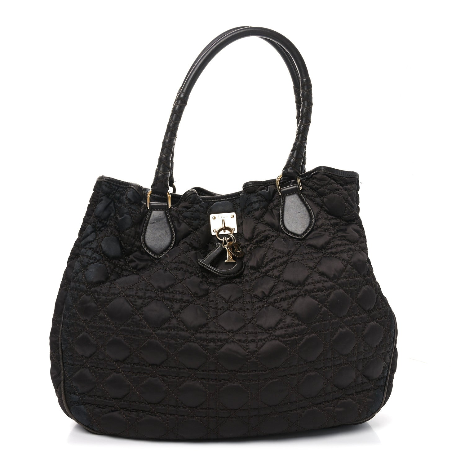 Christian Dior Nylon Cannage Medium Lovely Tote Brown 1 of 11