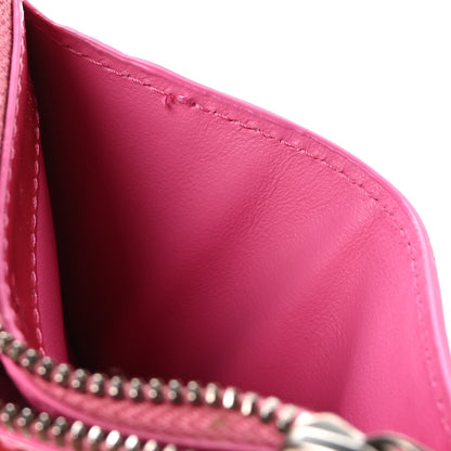 Bottega Veneta Metallic Patent Calfskin Intrecciato Cassette Zipped Card Case Pink 8 of 8