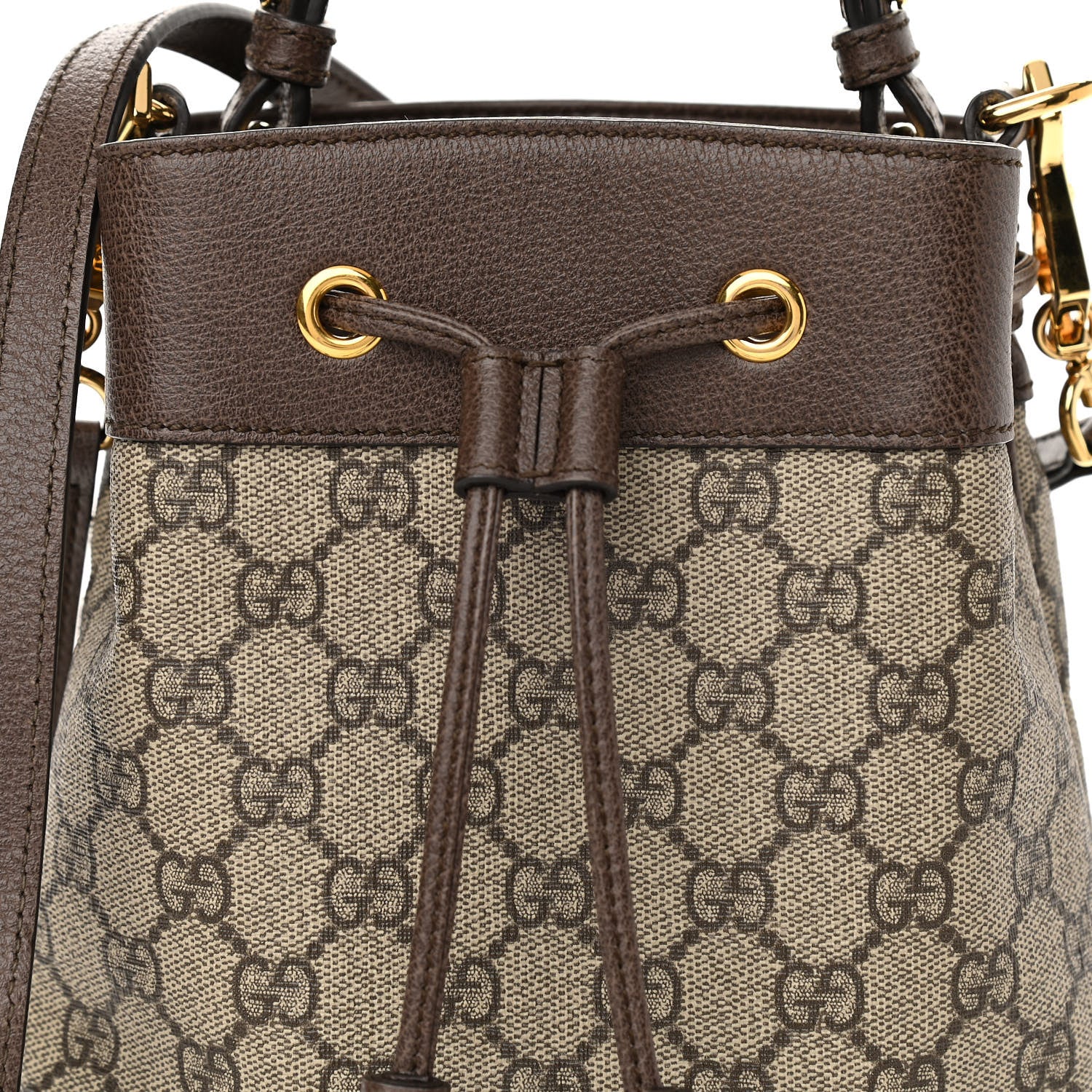 Gucci GG Supreme Monogram Web Small Ophidia Bucket Bag Brown 8 of 11