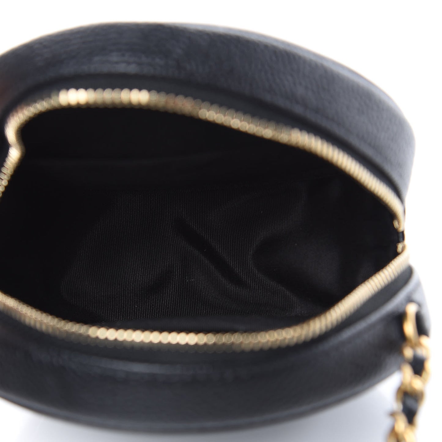 Caviar Quilted Round Filigree Crossbody Black