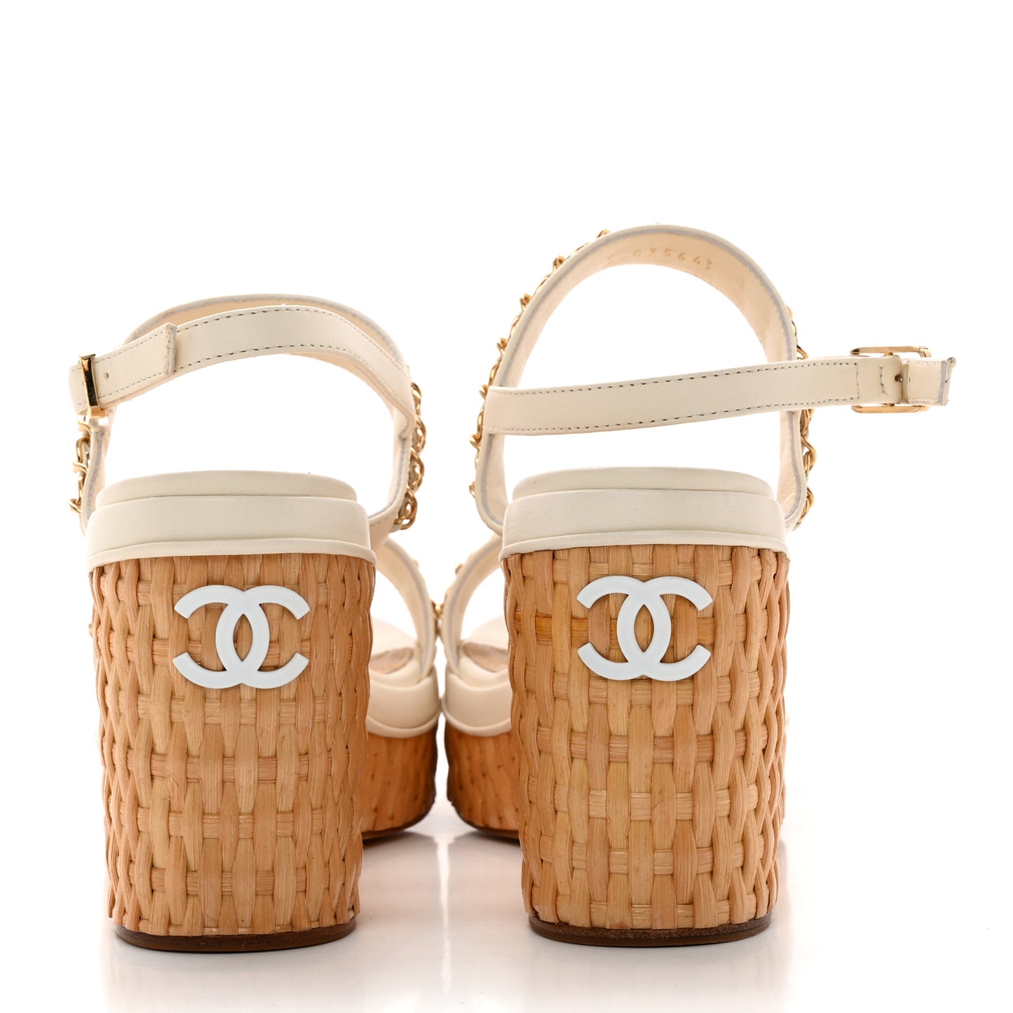 Lambskin Chain Platform Sandals 41 White