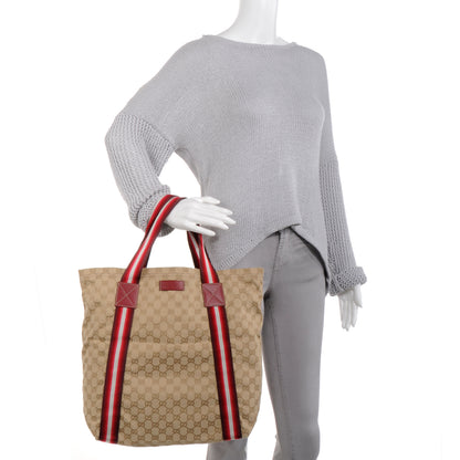 Gucci GG Monogram Medium Web Handle Vertical Tote Red 2 of 8