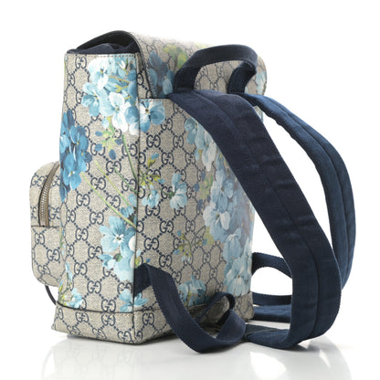 Gucci GG Supreme Monogram Blooms Small Single Buckle Backpack Beige Blue Navy 3 of 12