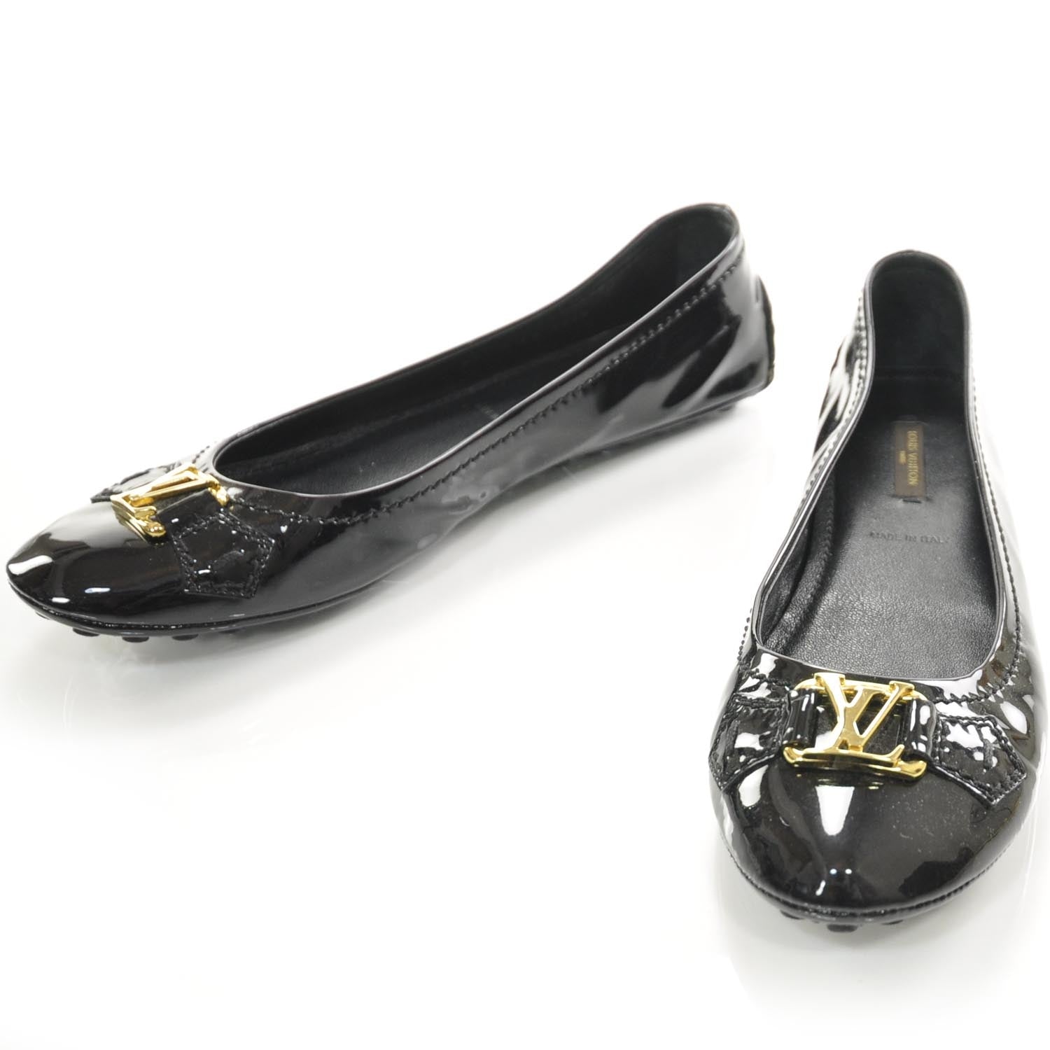 Louis Vuitton Patent Leather Oxford Ballerina Flats 37.5 Black 1 of 8