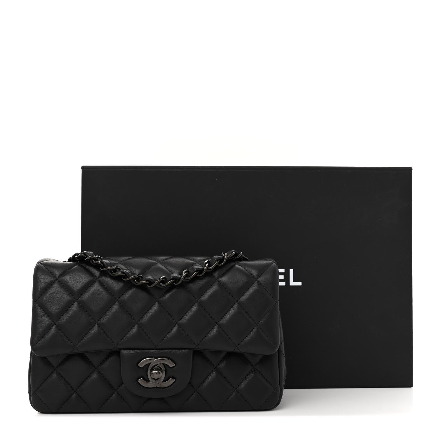 Chanel Lambskin Quilted Mini Rectangular Flap So Black 12 of 12