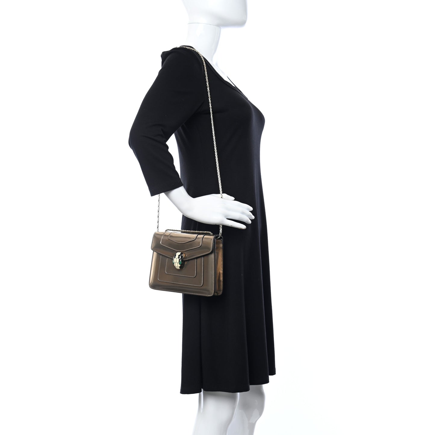 Metallic Calfskin Serpenti Forever Crossbody Bag Bronze