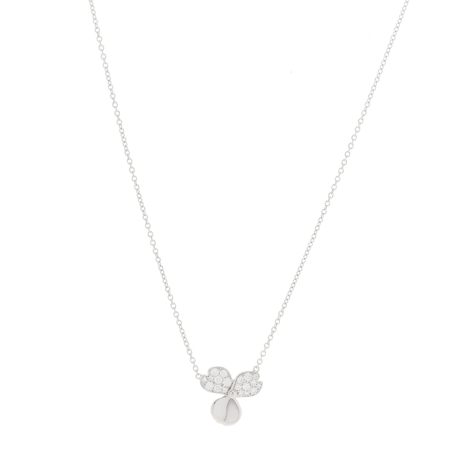 Platinum Diamond .17ctw Small Paper Flowers Pendant Necklace