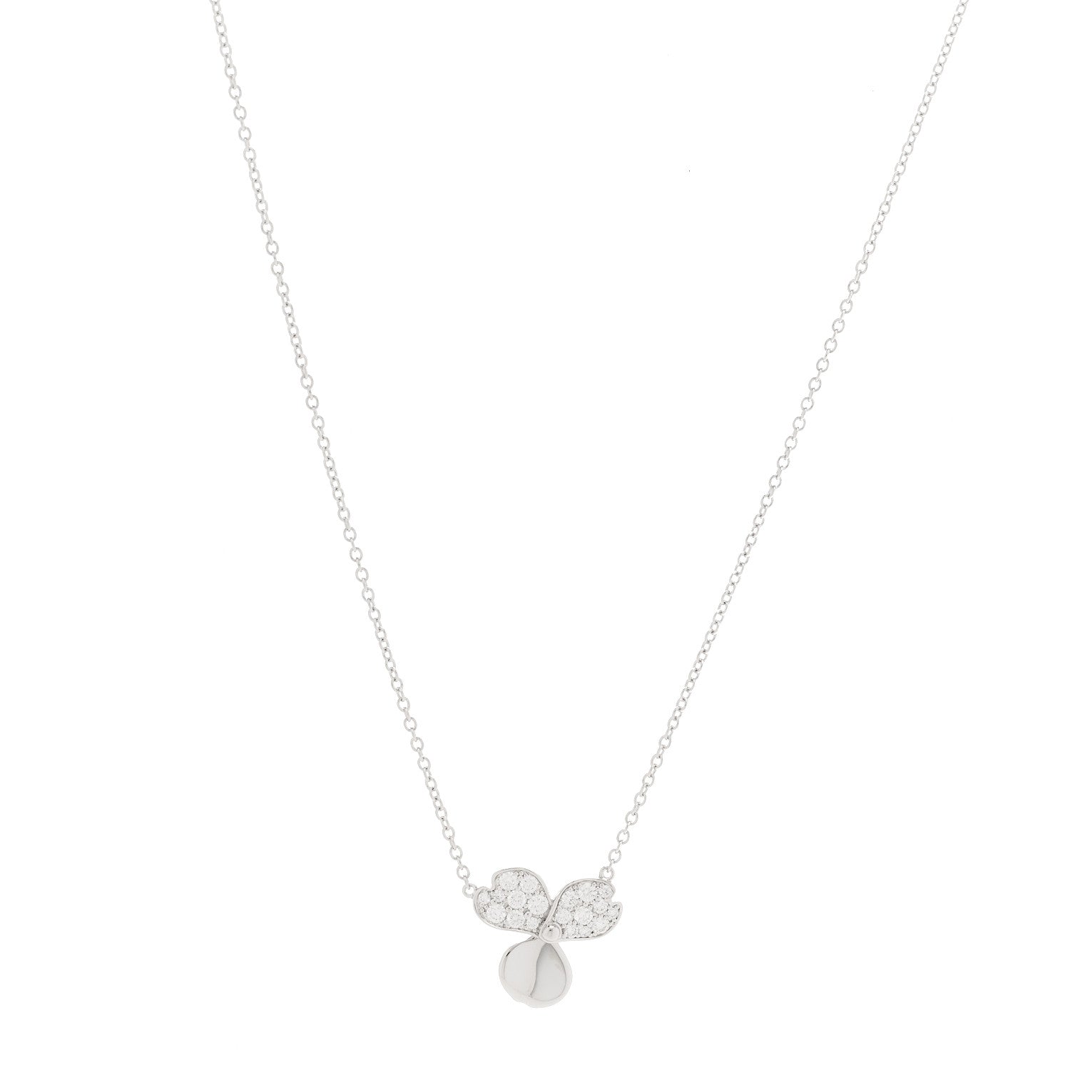 Tiffany Platinum Diamond .17ctw Small Paper Flowers Pendant Necklace 1 of 6
