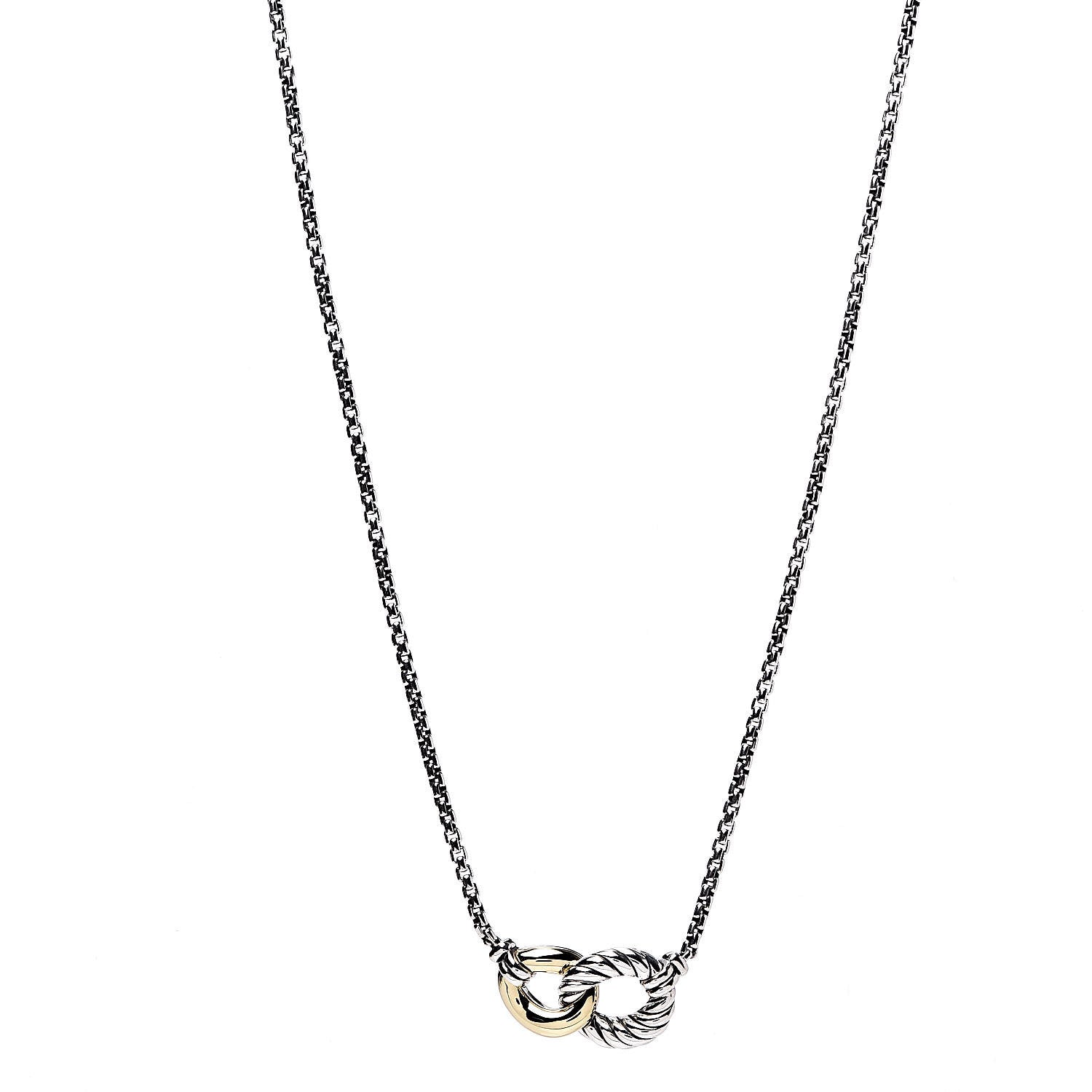 David Yurman Sterling Silver 18K Yellow Gold Belmont Pendant Necklace 1 of 6