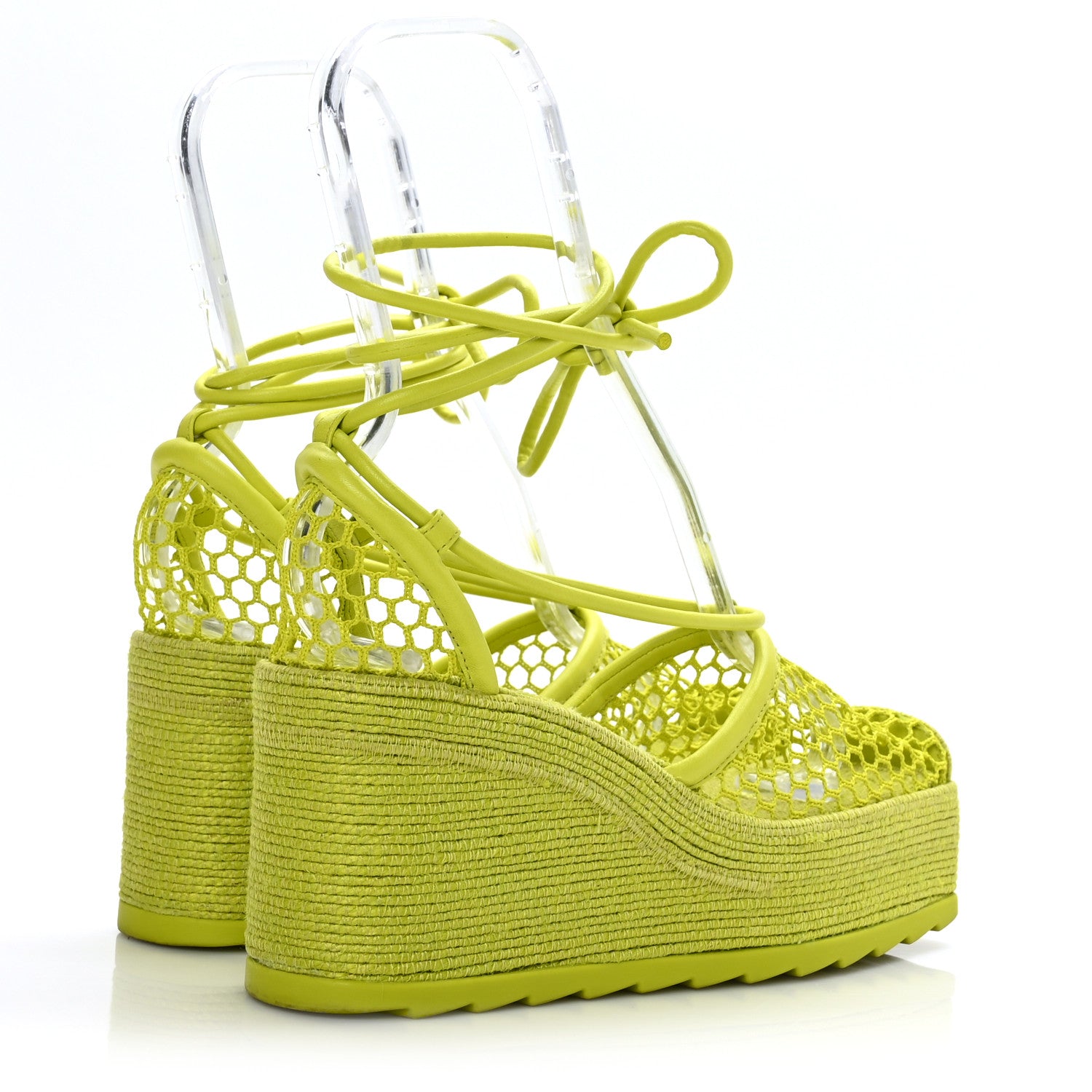 Bottega Veneta Mesh Lambskin Sporty Web Stretch Ankle Tie Espadrilles 38 Kiwi 4 of 8