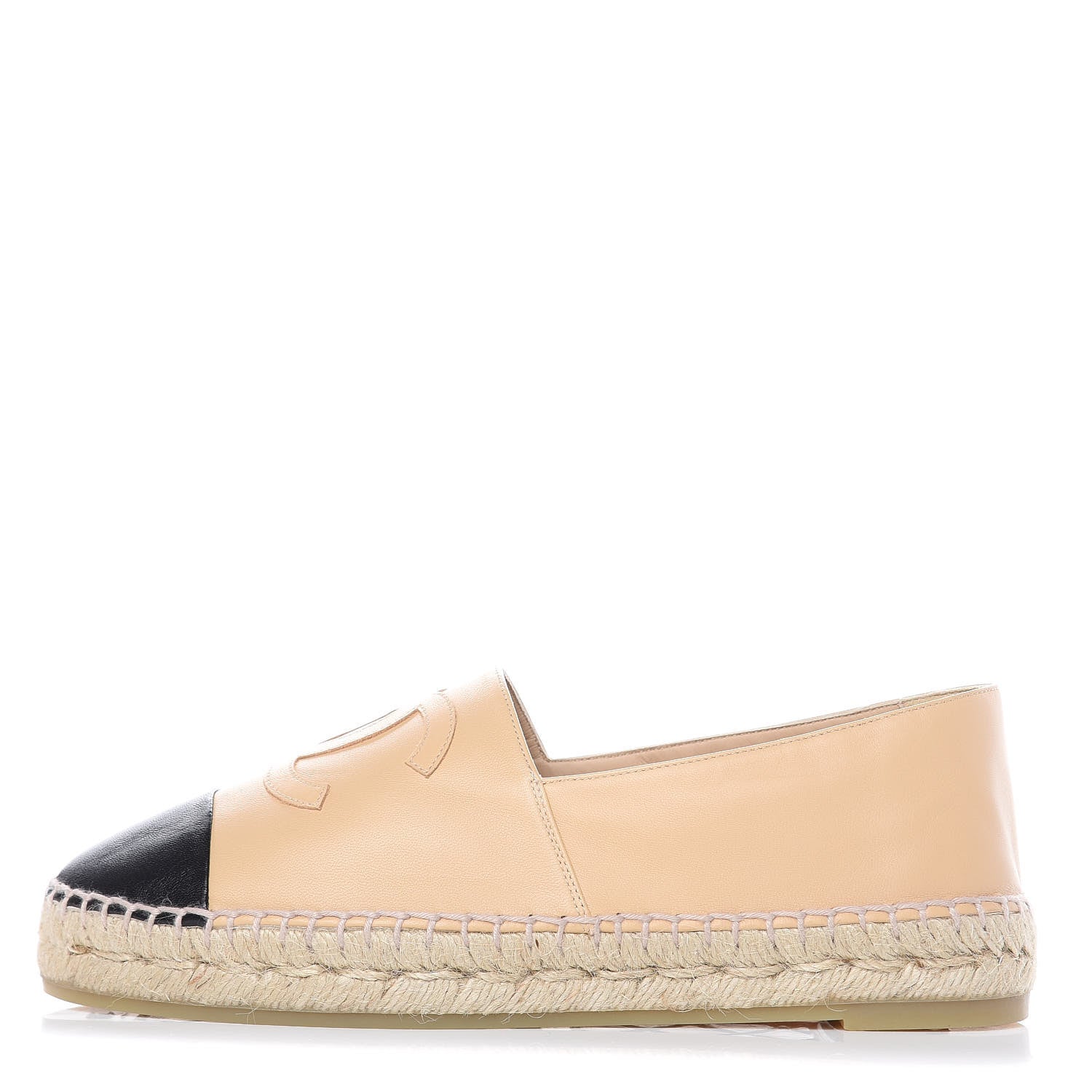 Chanel Lambskin CC Espadrilles 38 Beige Black 1 of 10