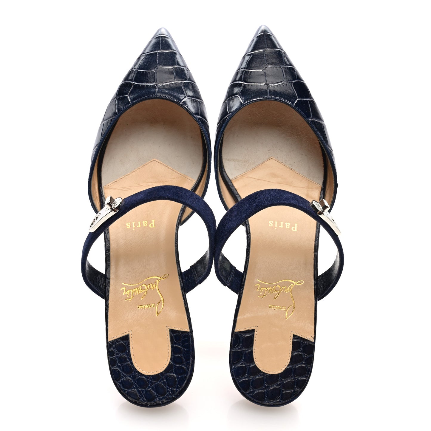 Calfskin Crocodile Embossed Choc Lock Flats 38 Obscur