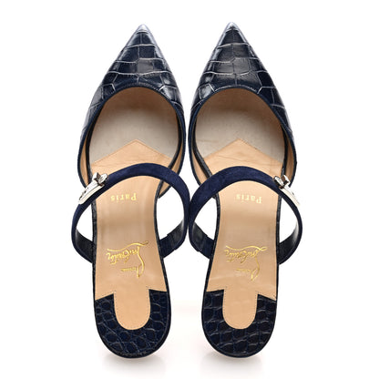 Christian Louboutin Calfskin Crocodile Embossed Choc Lock Flats 38 Obscur 2 of 8