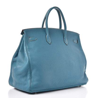 Hermes Taurillon Clemence Birkin 40 Blue Jean 3 of 28