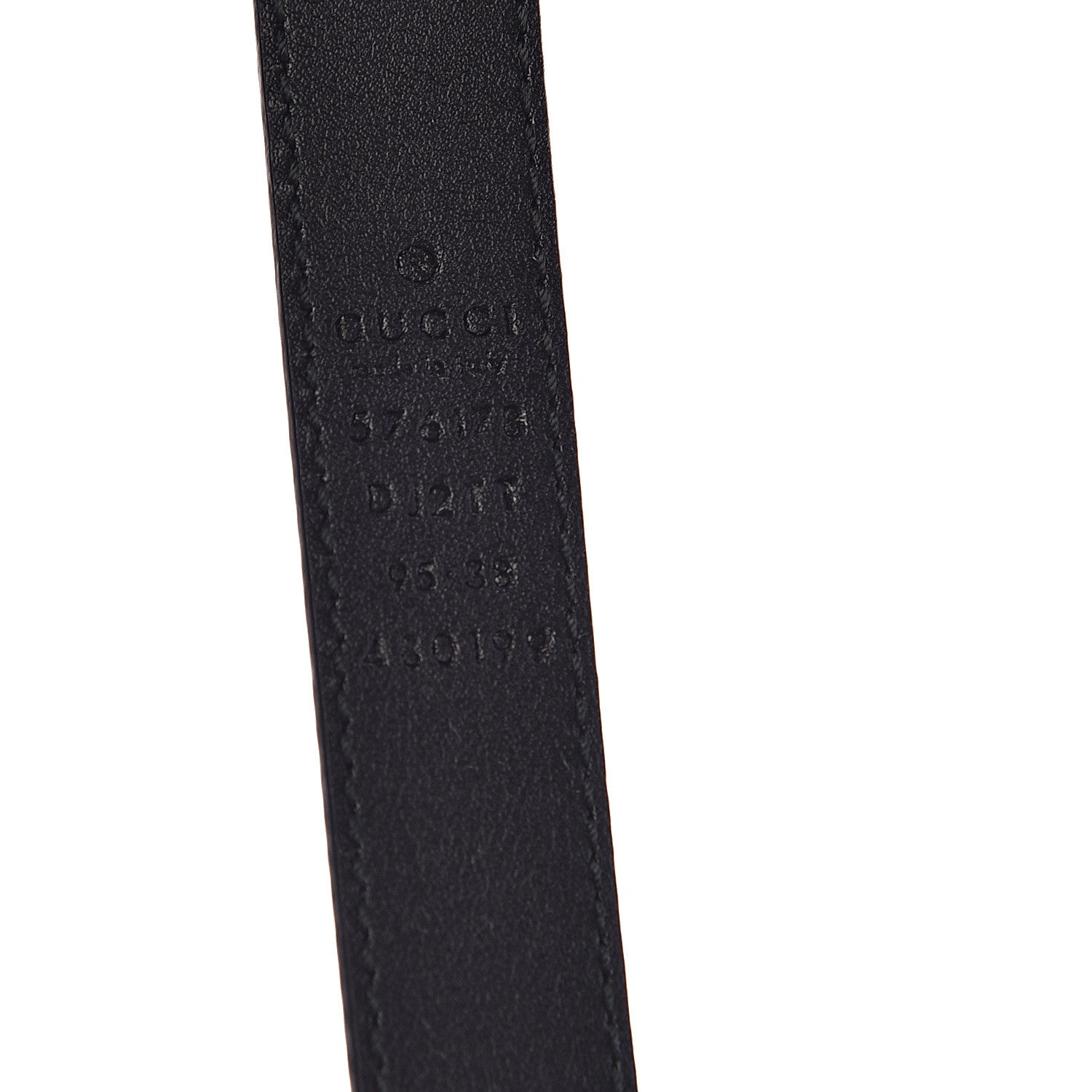 Gucci Textured Dollar Calfskin Bees And Stars Print Womens 20mm Belt 95 38 Black Gold 4 of 6