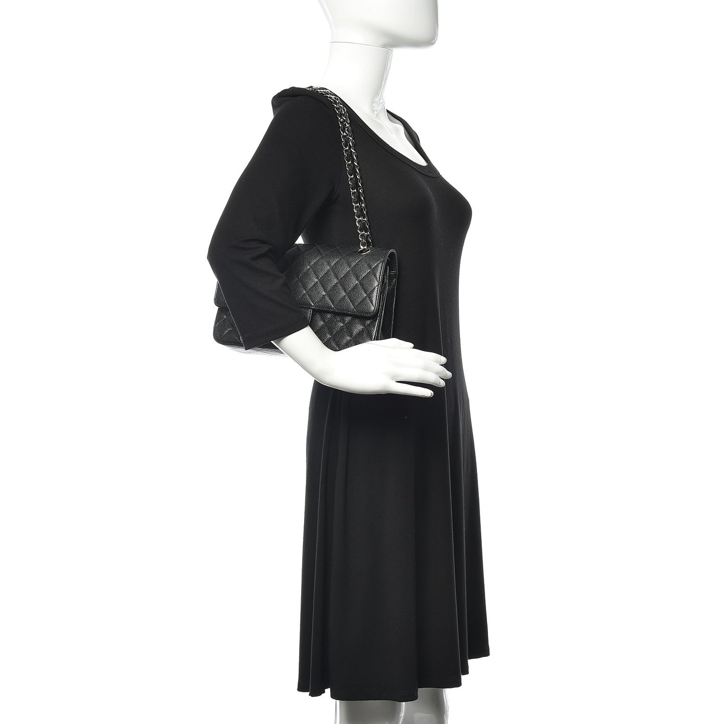 Caviar Quilted Medium Double Flap Black