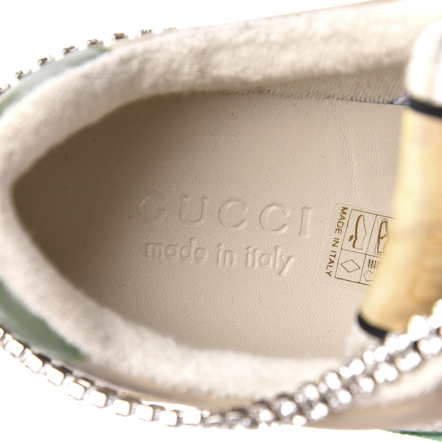 Nubuck Calfskin Web Removable Crystals Mens Screener Sneakers 7 Dusty Milk New Mystic White