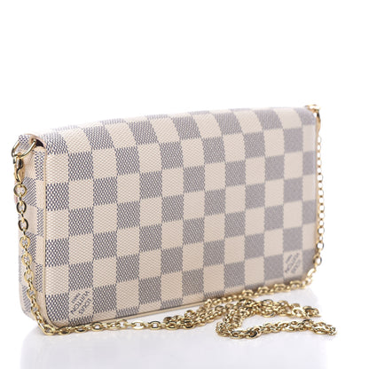 Louis Vuitton Damier Azur Pochette Felicie Chain Wallet Rose Ballerine 3 of 9