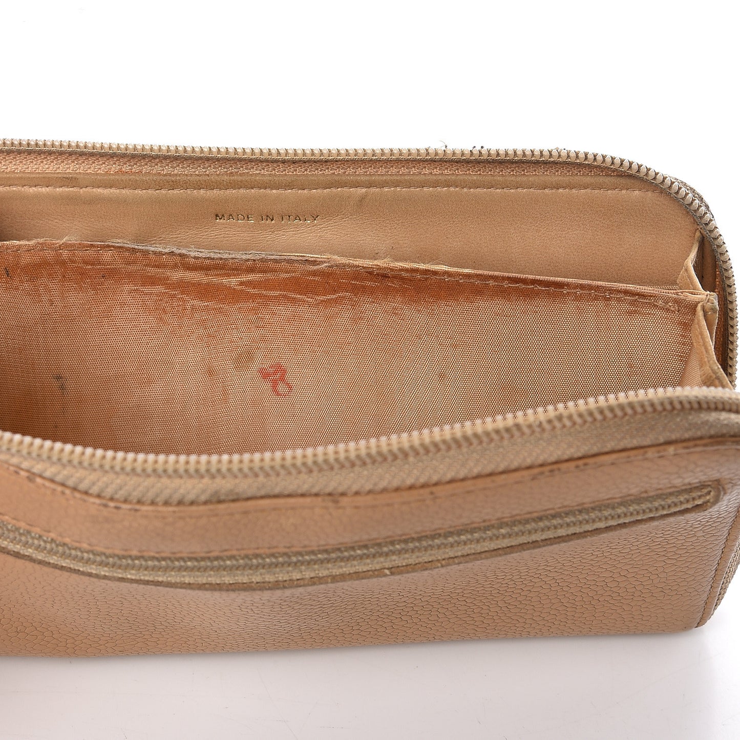 Caviar Large Timeless CC Zip Around Wallet Beige