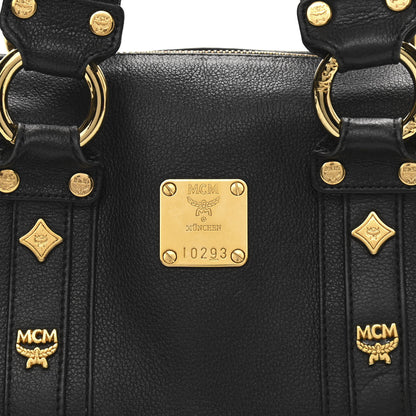 MCM Grained Calfskin Studded Boston Bag Black 8 of 12