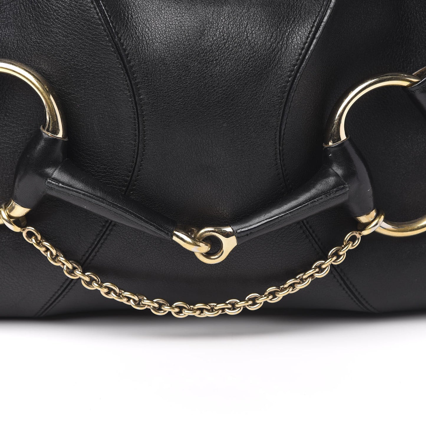 Calfskin Horsebit Chain Hobo Black