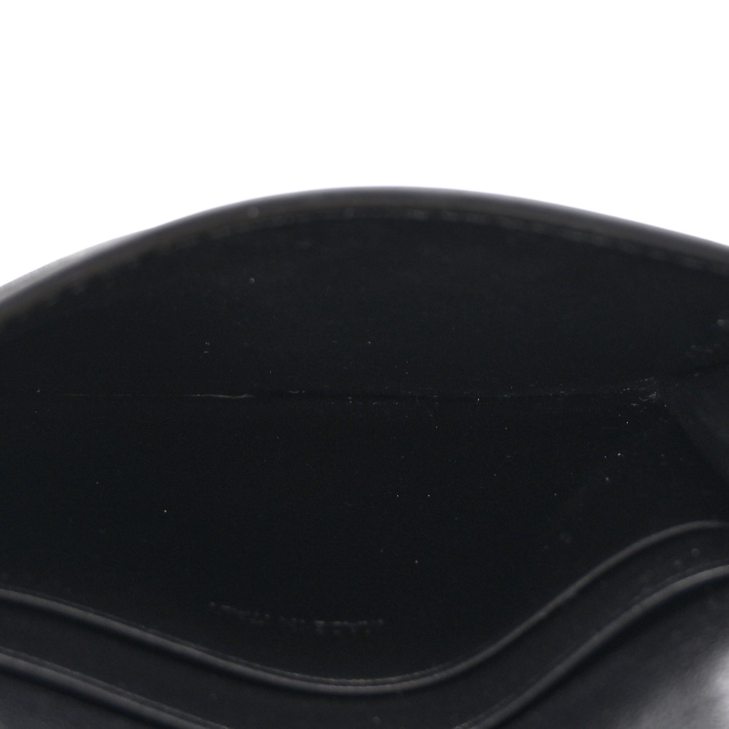 Shiny Calfskin Triomphe Flap Card Holder Black
