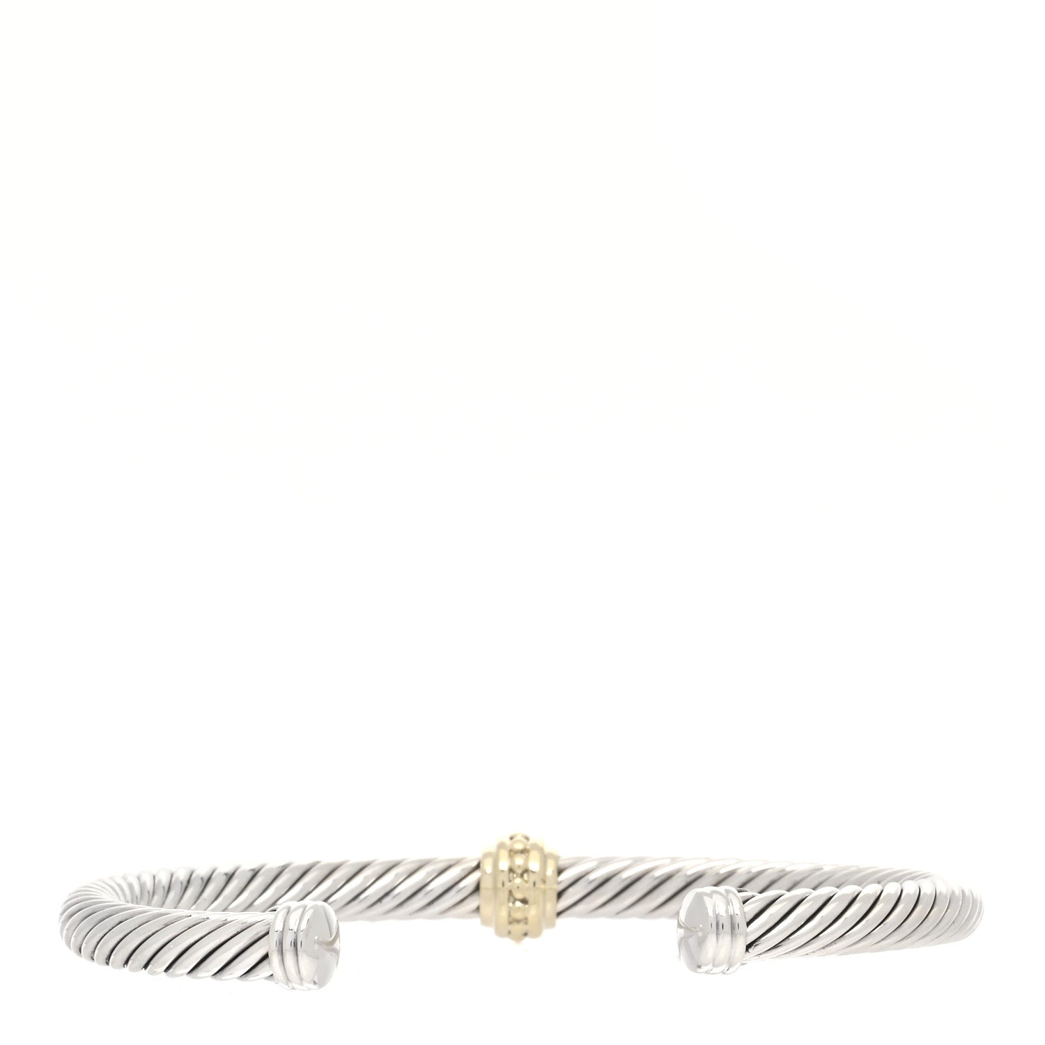 David Yurman Sterling Silver 14K Yellow Gold 5mm Station Cable Bracelet 2 of 4