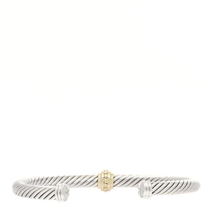 David Yurman Sterling Silver 14K Yellow Gold 5mm Station Cable Bracelet 2 of 4