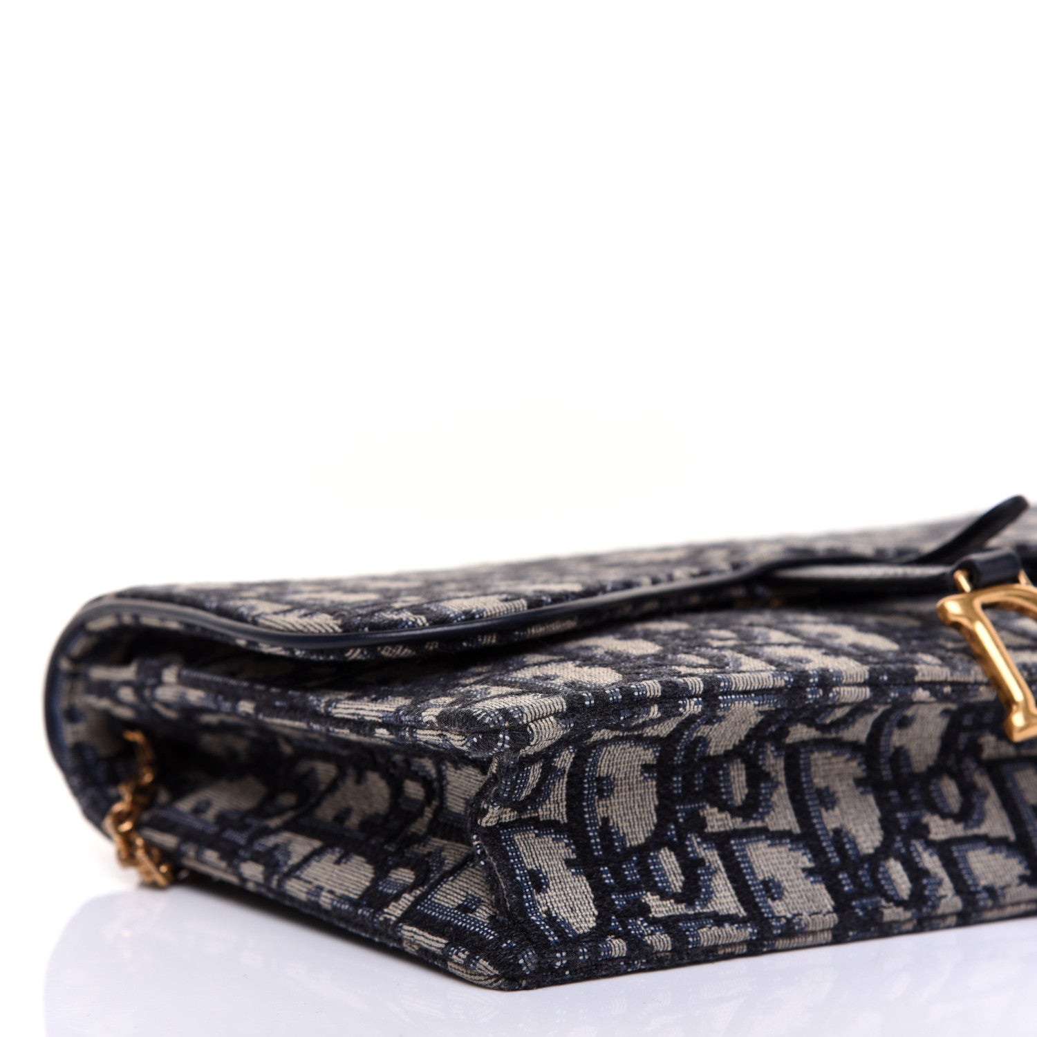 Christian Dior Oblique Saddle Chain Pouch Blue 6 of 9