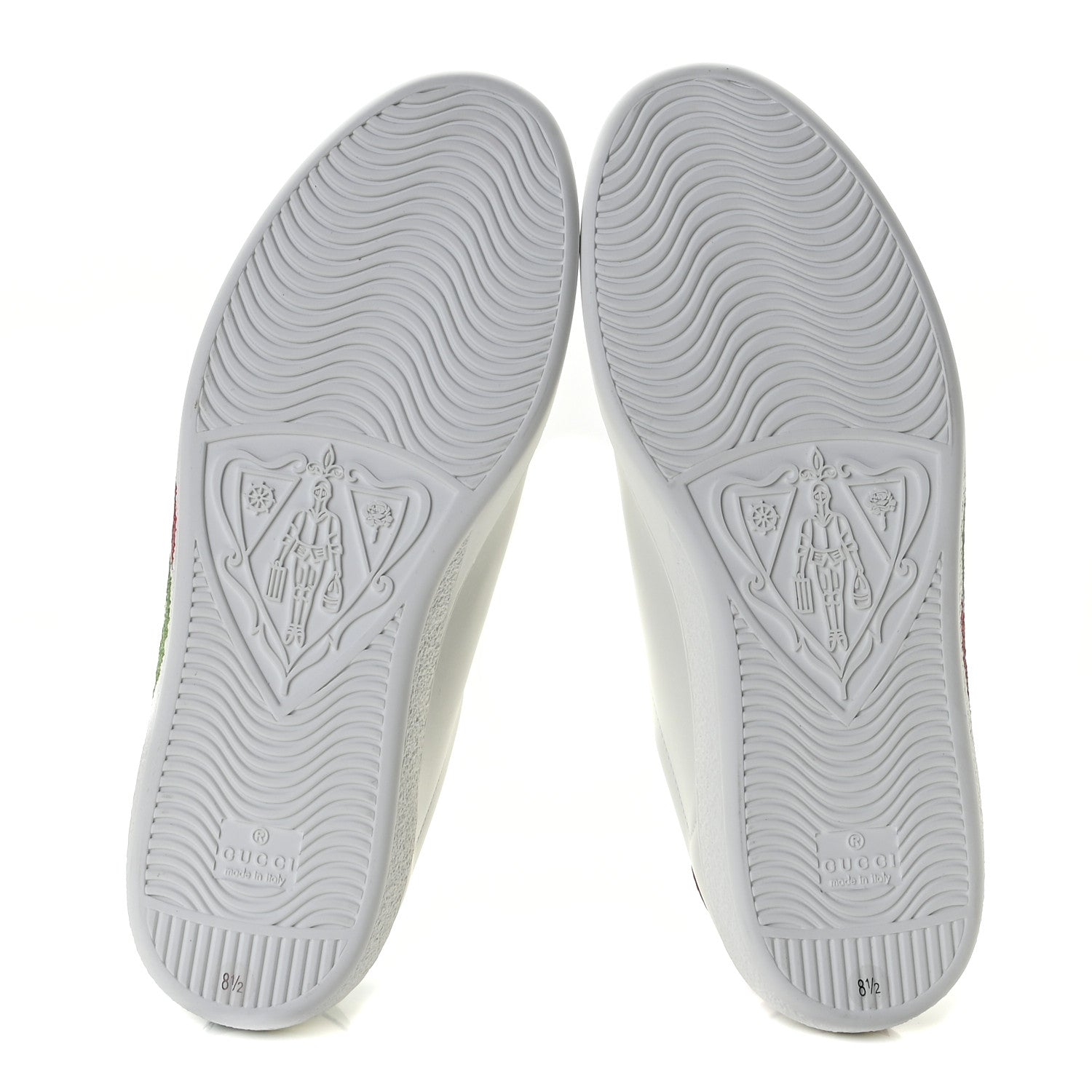 Gucci Calfskin Interlocking G Mens New Ace Sneakers 8.5 White Red Flame Green 7 of 10