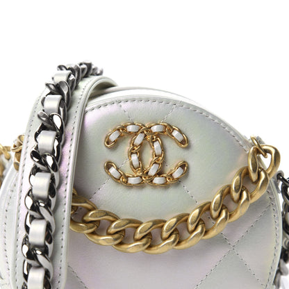 Chanel Iridescent Calfskin Quilted 19 Round Clutch With Chain White 10 of 10