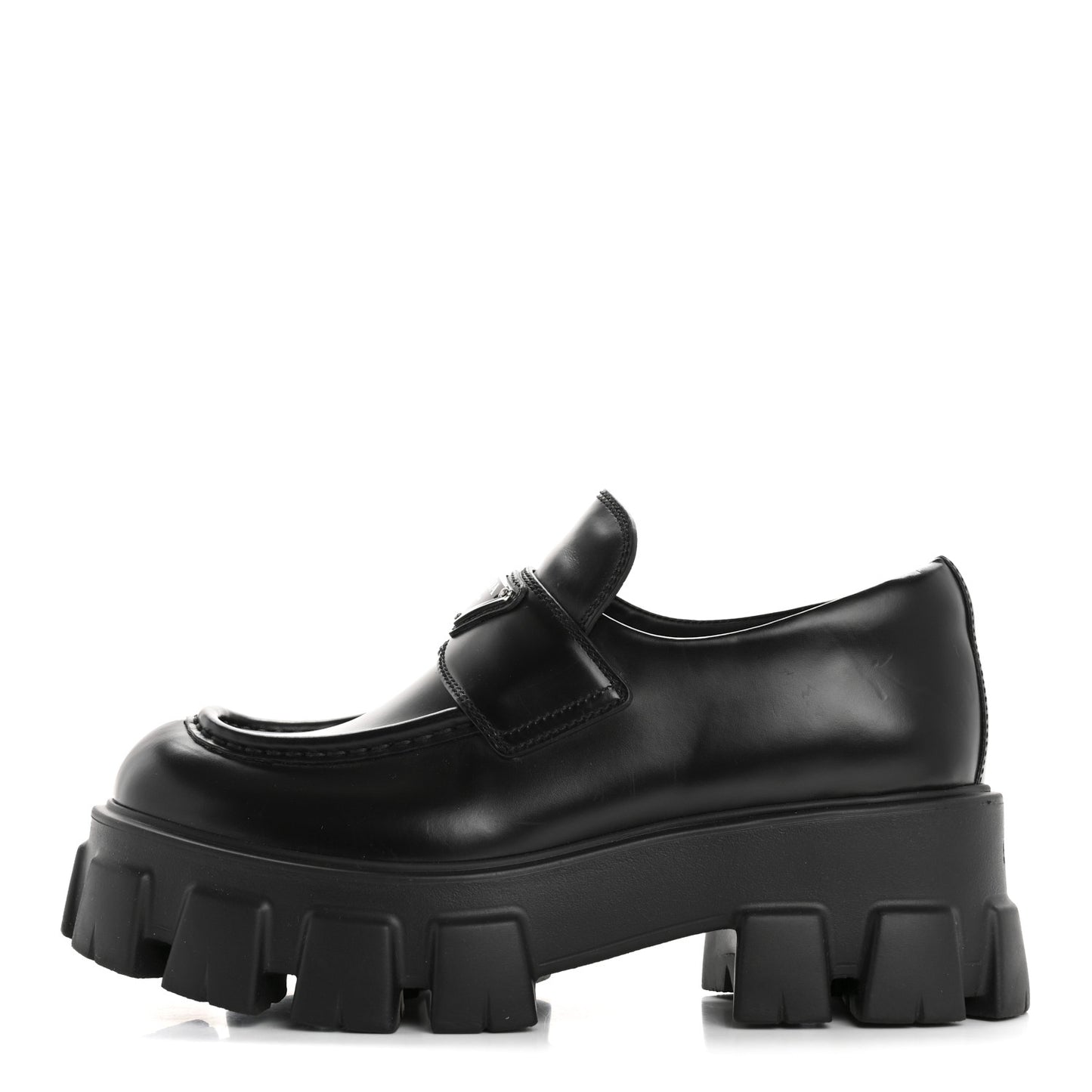 Spazzolato Rois Metal Triangle Logo Monolith 55mm Loafers 38 Black