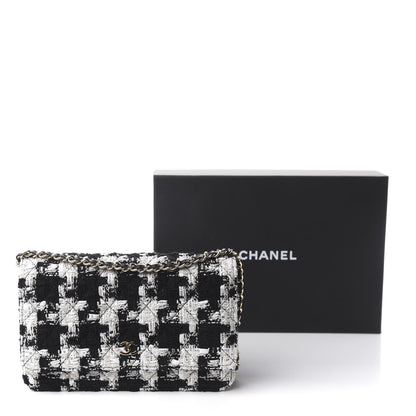 Chanel Tweed Quilted Wallet On Chain WOC Black Ecru White 12 of 12