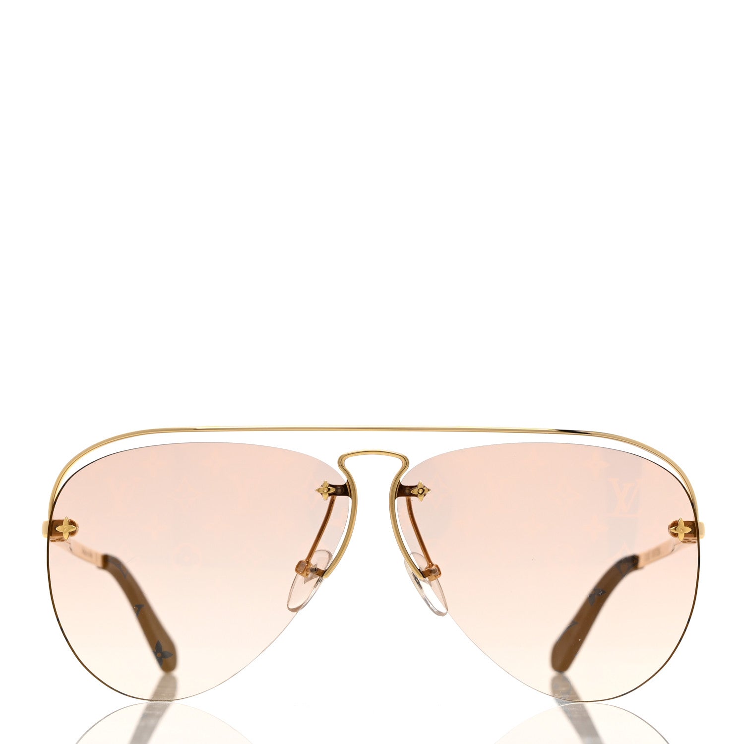 Louis Vuitton Monogram Grease Sunglasses Z1366E Gold 2 of 8