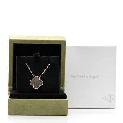 Van Cleef & Arpels 18K Rose Gold Gray Mother of Pearl Vintage Alhambra Pendant Necklace 6 of 6