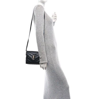 Saint Laurent Calfskin Y Quilted Monogram Toy Loulou Crossbody Bag Black 2 of 10