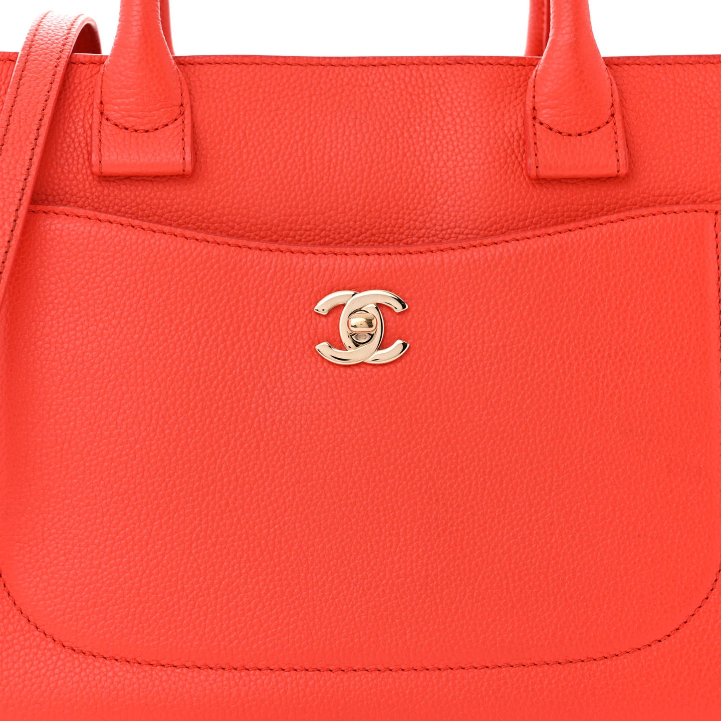 Grained Calfskin Small Neo Executive Shopper Tote Red
