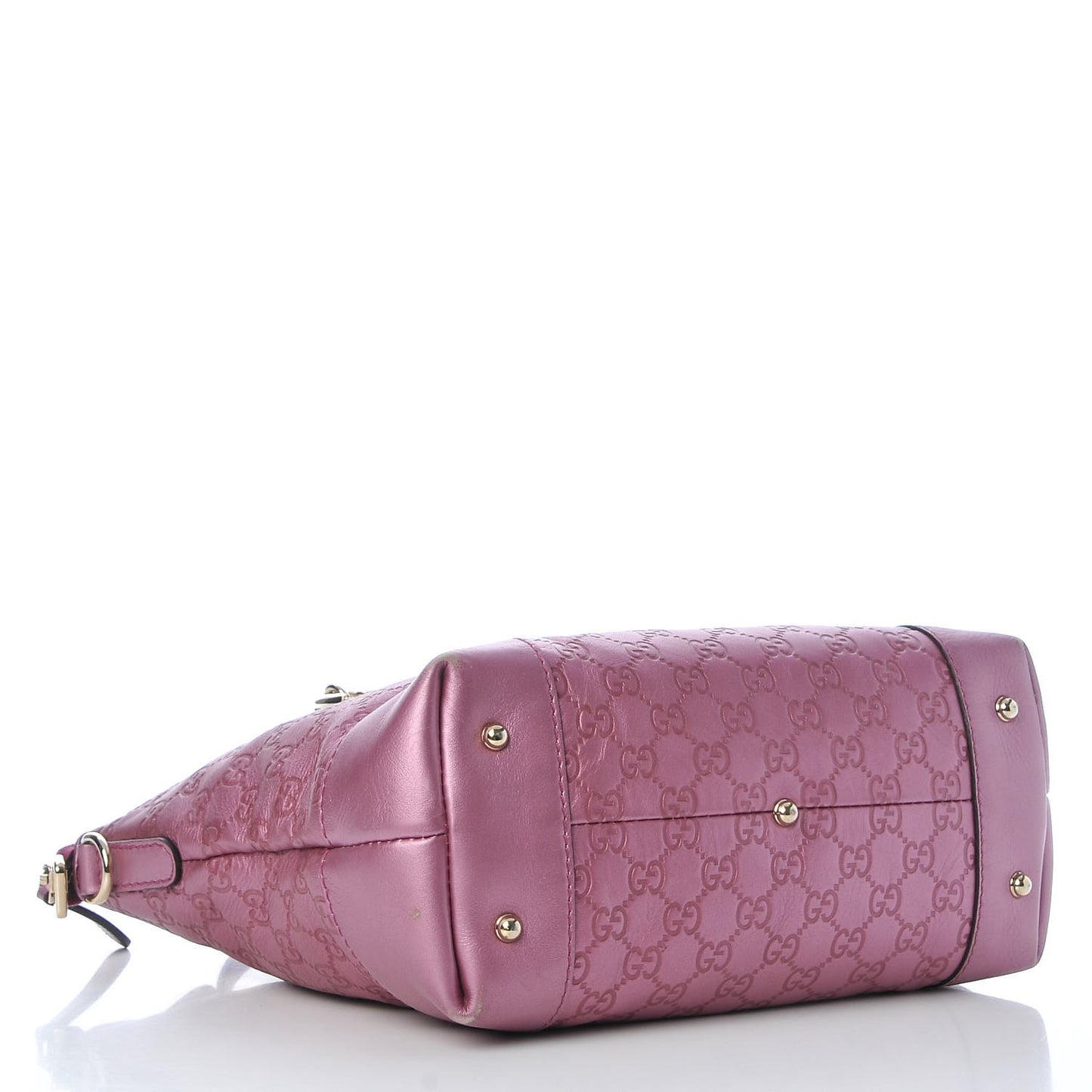 Metallic Soft Guccissima Heart Bit Charm Top Handle Tote Fresia Rose