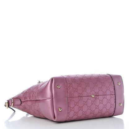 Gucci Metallic Soft Guccissima Heart Bit Charm Top Handle Tote Fresia Rose 4 of 12