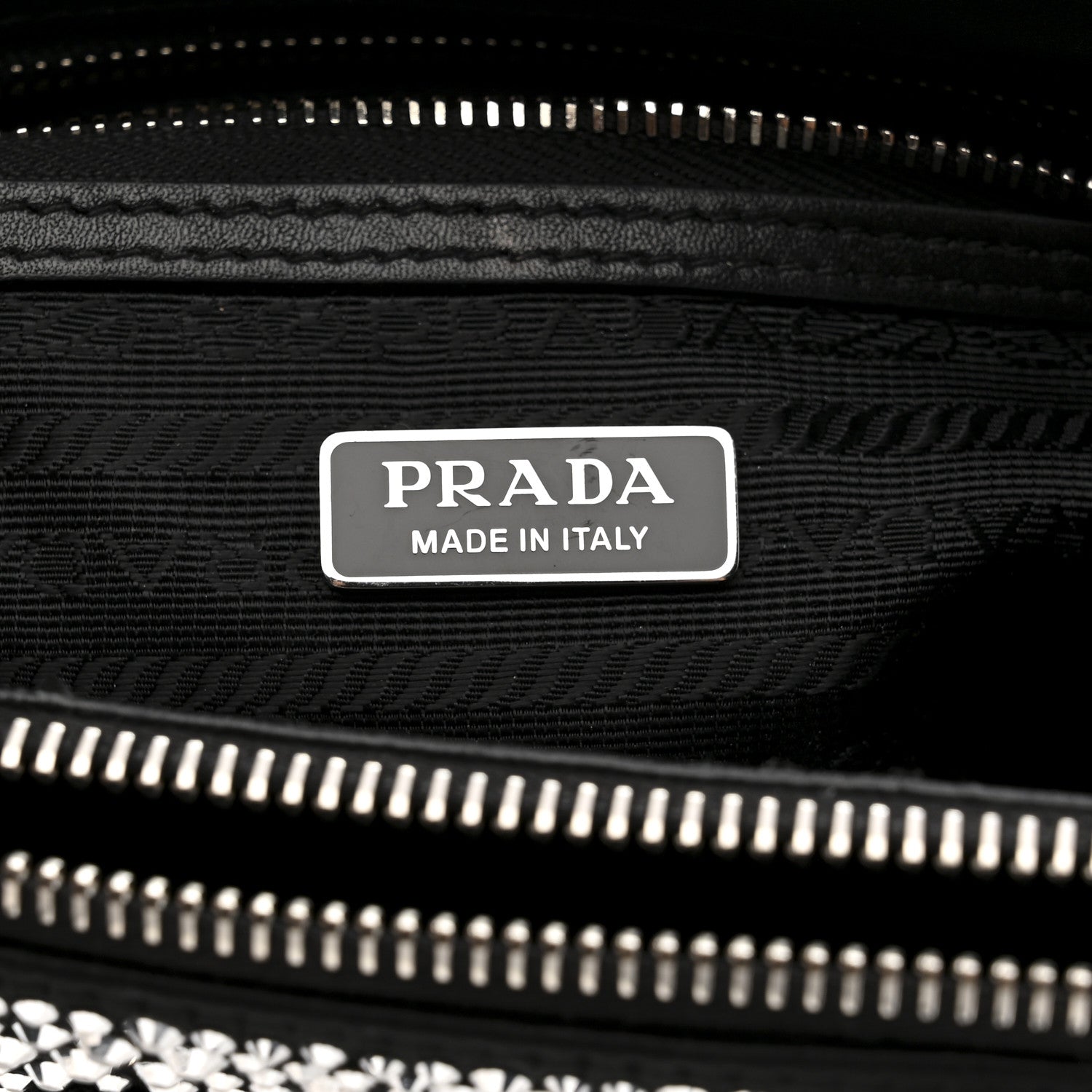 Prada Satin Crystal Mini Galleria Double Zip Tote Metal 1851987