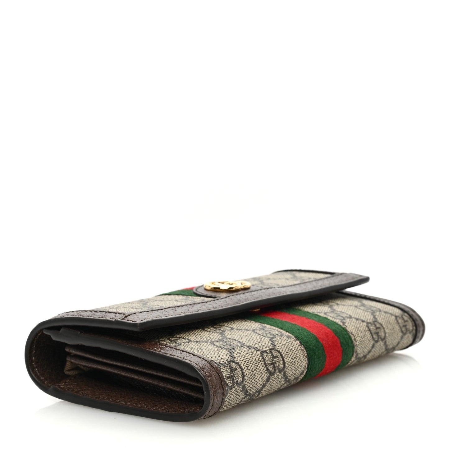 GG Supreme Monogram Web Ophidia Continental Wallet Brown