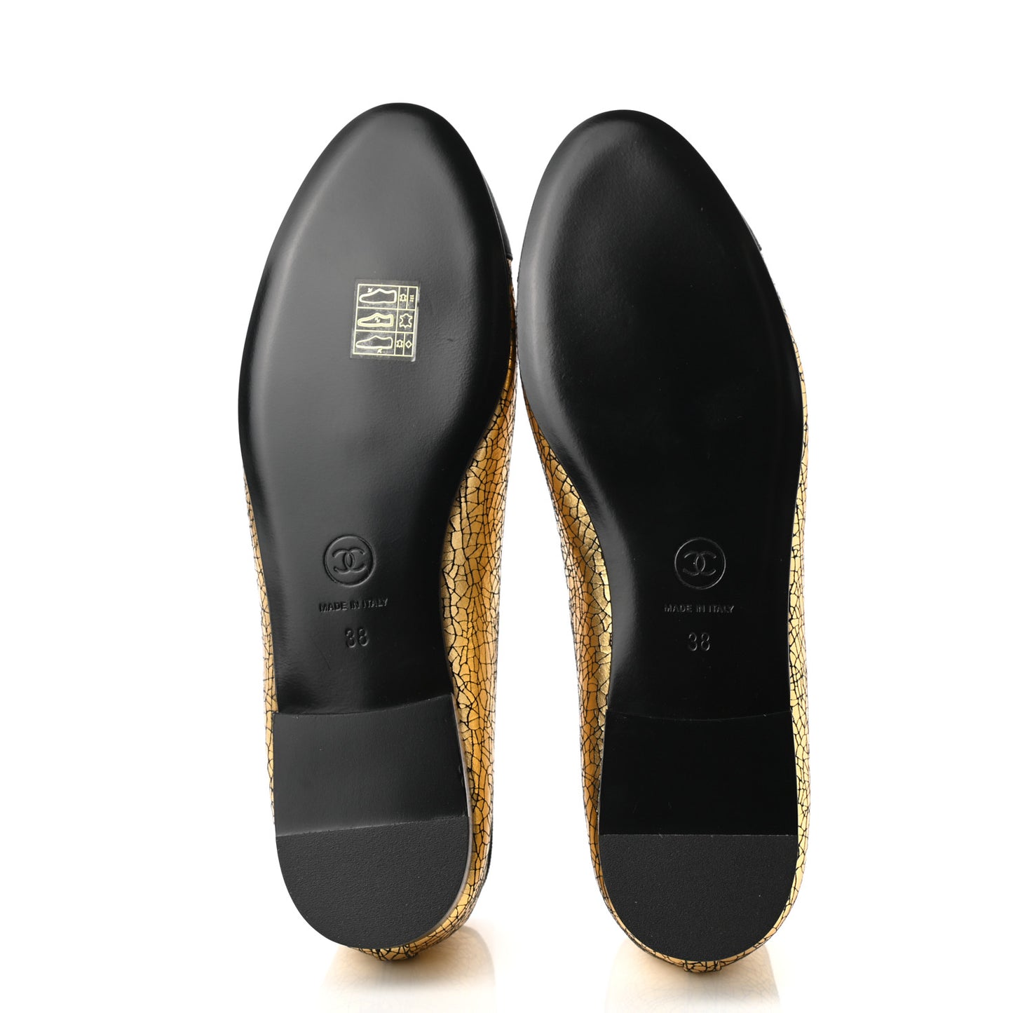 Metallic Calfaskin Cap Toe CC Ballerina Flats 38 Gold