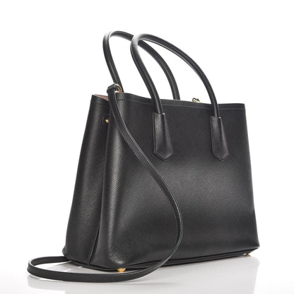 Prada Saffiano Cuir Medium Double Bag Black Mughetto 4 of 8
