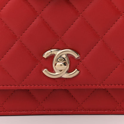 Chanel Lambskin Quilted Trendy CC Wallet On Chain WOC Red 9 of 12