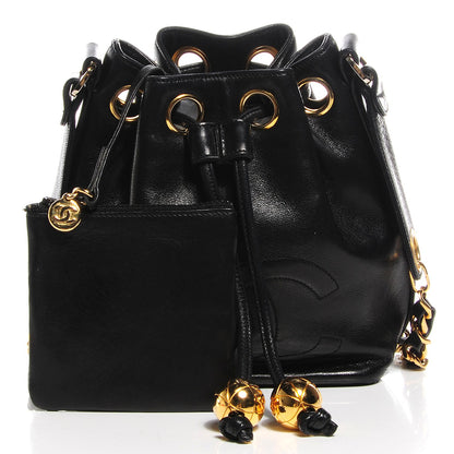 Chanel Lambskin CC Drawstring Bag Black 5 of 8