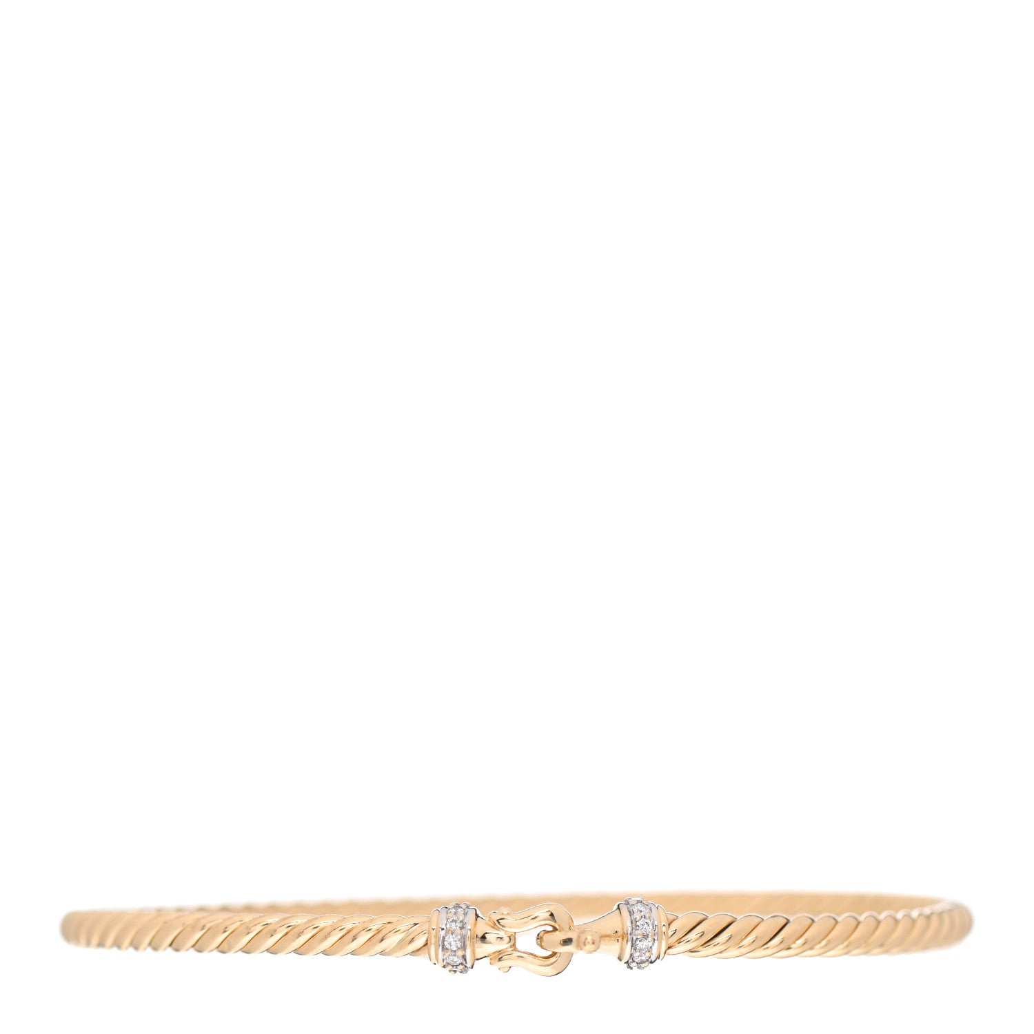 David Yurman 18K Yellow Gold Diamond 2.6mm Cable Collectibles Buckle Bracelet 1 of 4