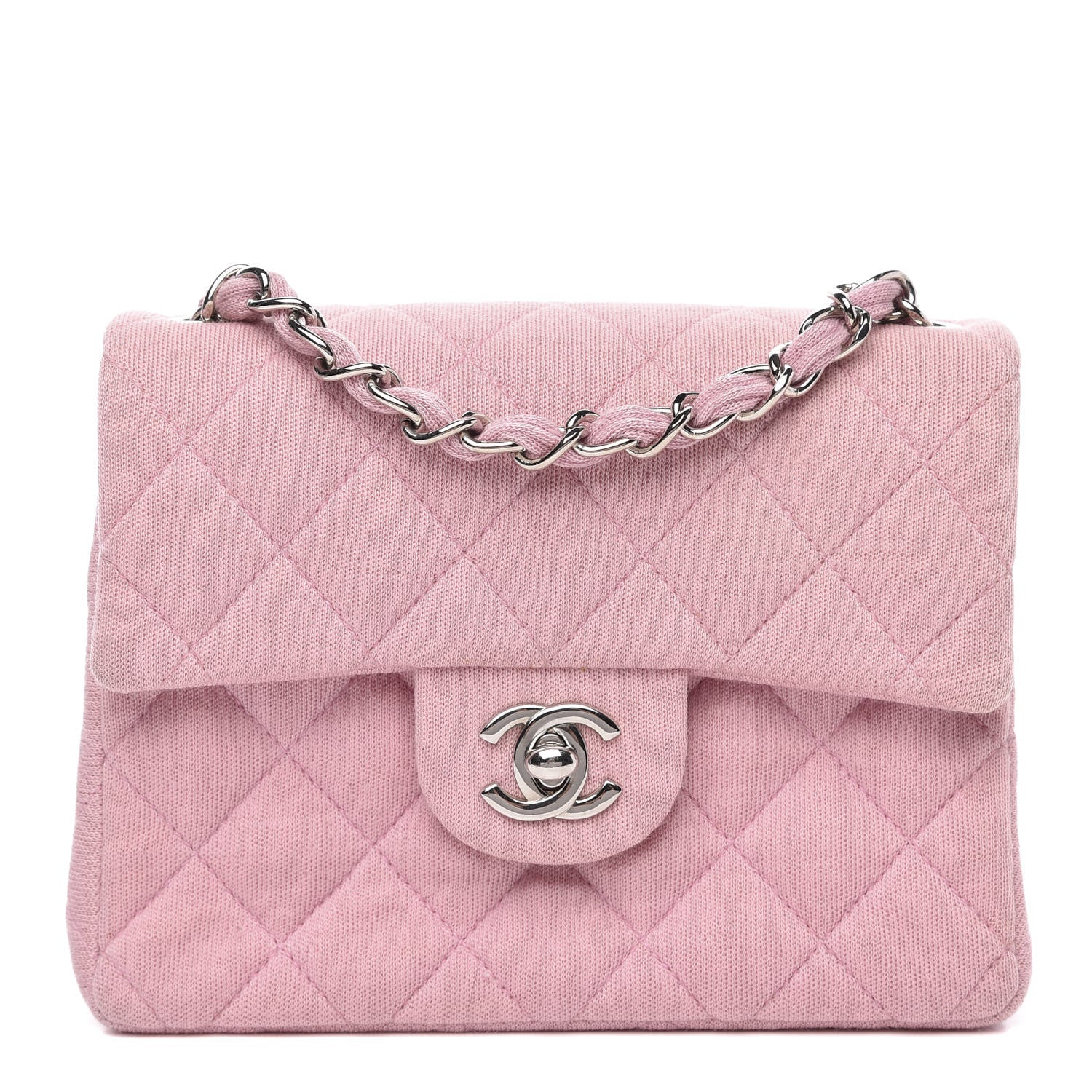 Chanel Jersey Quilted Mini Square Flap Pink 1 of 12