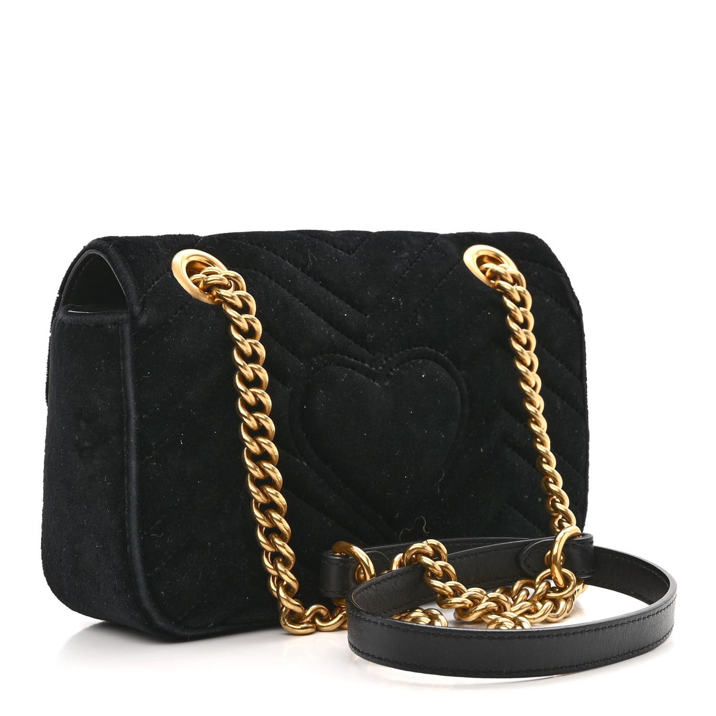 Velvet Matelasse Mini GG Marmont Shoulder Bag Black