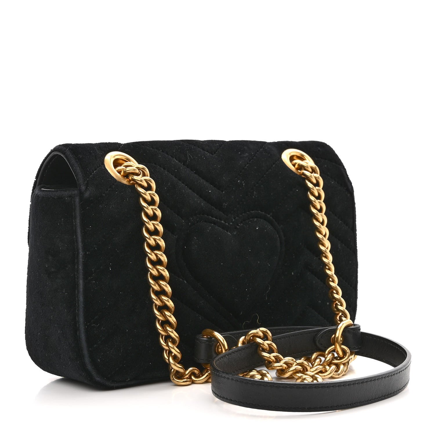 Gucci Velvet Matelasse Mini GG Marmont Shoulder Bag Black 3 of 11